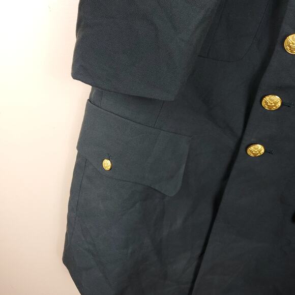 Vintage Army Green Service Coat Blazer Gold Tone Hardware Wool Blend 42R - Picture 5 of 11